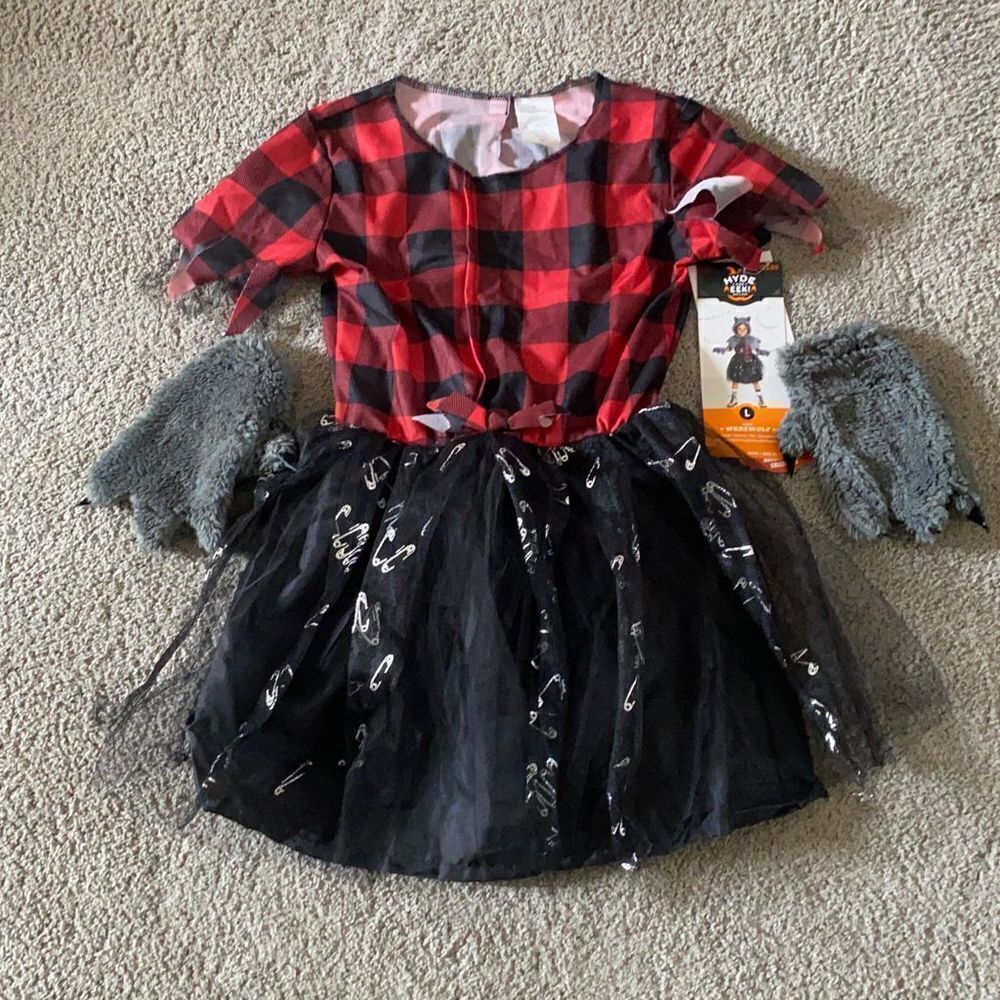 Kids Werewolf Halloween Costume *Dress & Gloves Only Size L (10-12) NWT